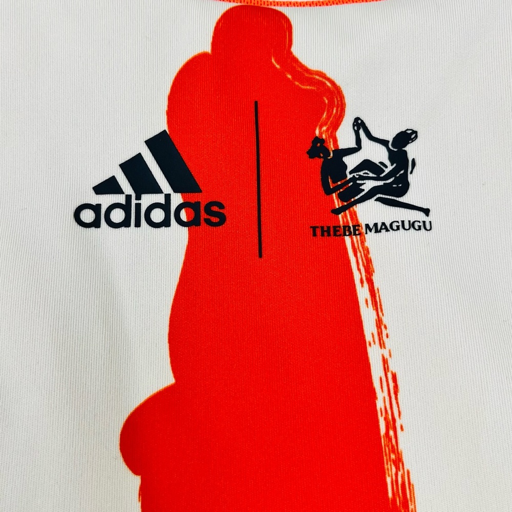 adidas Cream Tank Top with Red Abstract Streaks - Picture 5 of 5